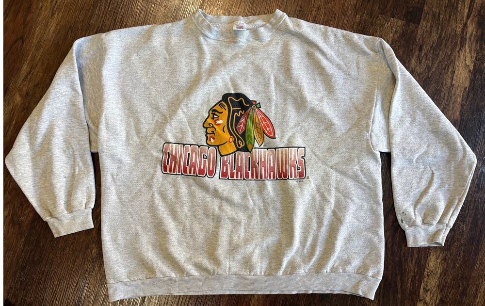 Vintage Chicago Blackhawks Logo 7 Graphic Crewneck Sweatshirt Men's 2XL